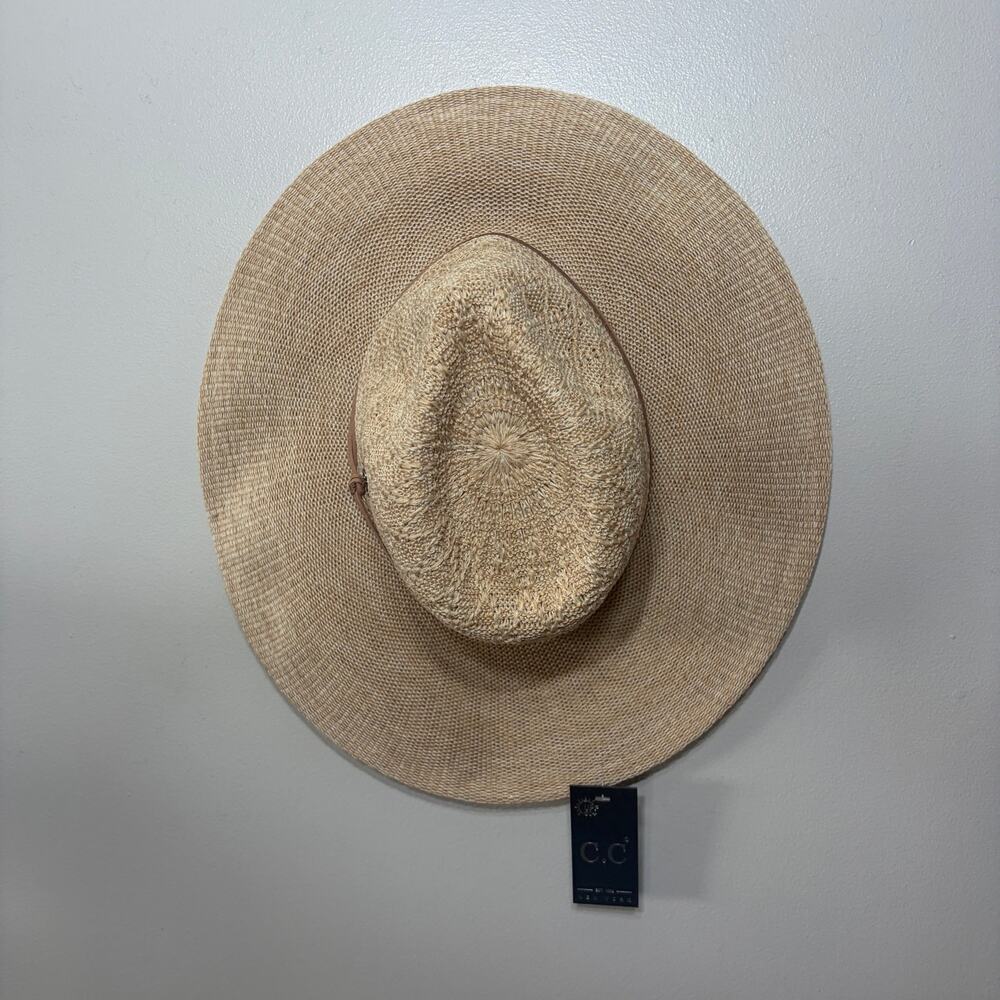 C.C NWT Hat Boho Beige Beachy Coastal Cowgirl Vacation Sun Summer Strawlike OS - Picture 2 of 10